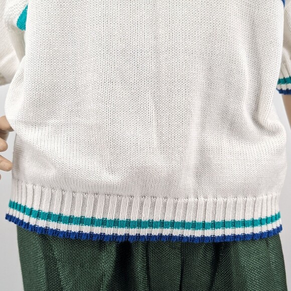 Vintage 80s Cristin Stevens Sweater Top Mock Neck Argyle Knit Size M - Picture 9 of 9